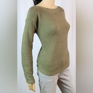 Lauren Ralph Lauren  Women's SP Petite Small Olive Textured Knit Sweater
